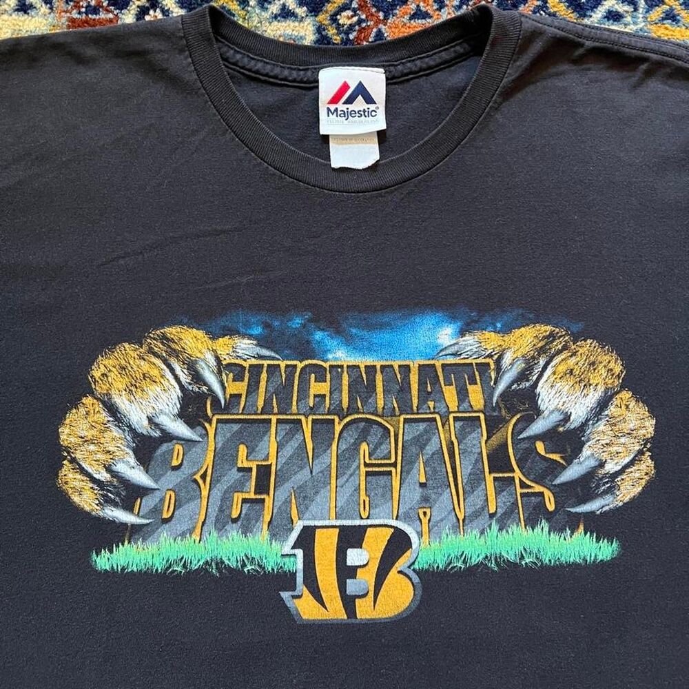Vtg Cincinnati Bengals Tiger Claws Graphic Shirt Men’s Large Spell Out Y2K 2000s
